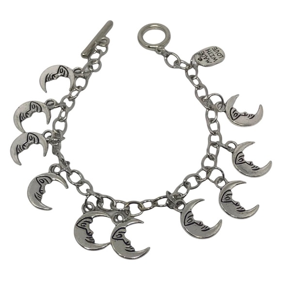 a_fire_inside Jewelry - Crescent moon charm bracelet plus bonus earrings boho witchy vibes handmade new